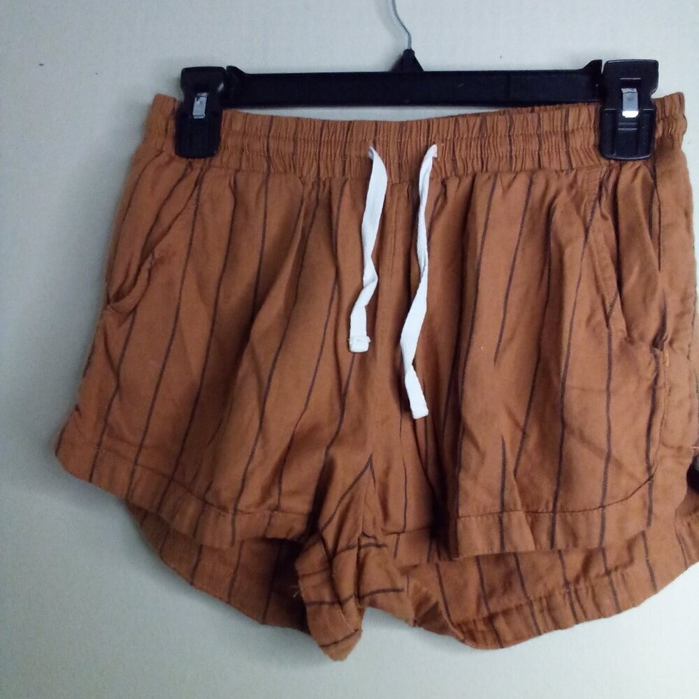 Billbong Shorts Women S Elastic Waist Drawstring Casual Stripe Brown - Picture 6 of 14